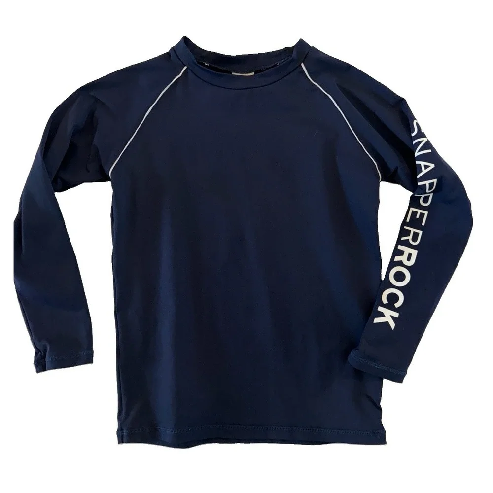 Snapper Rock Boys Long Sleeve Navy Blue Rash Guard Size 7-8 Swim Rashguard